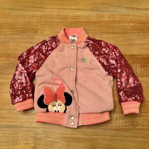 Pink Sequin Disney Minnie Mouse letterman style Jacket